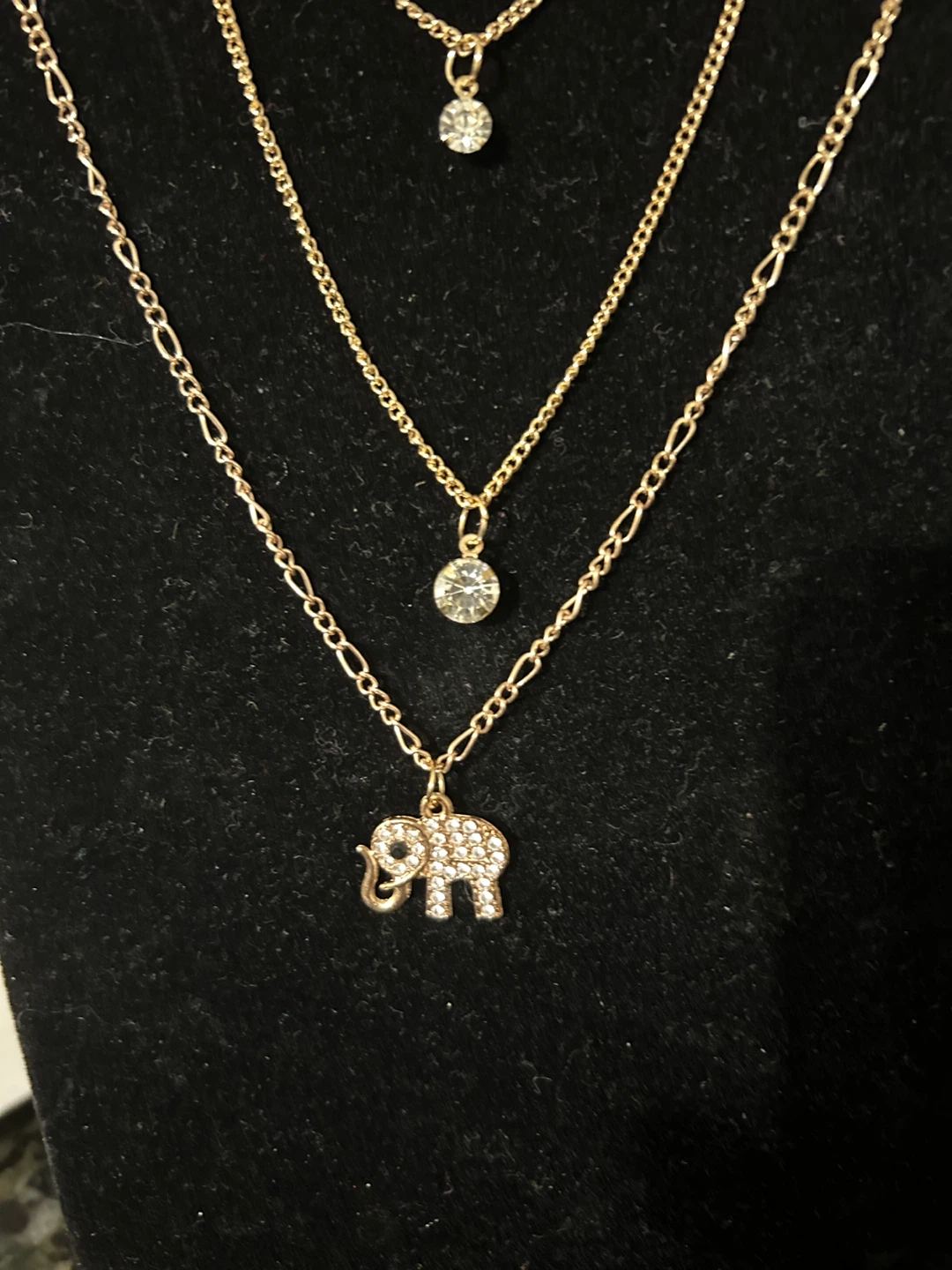Layered Elephant Necklace with Rhinestones - photo 3