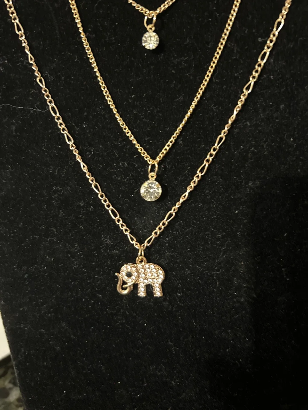 Layered Elephant Necklace with Rhinestones - photo 3