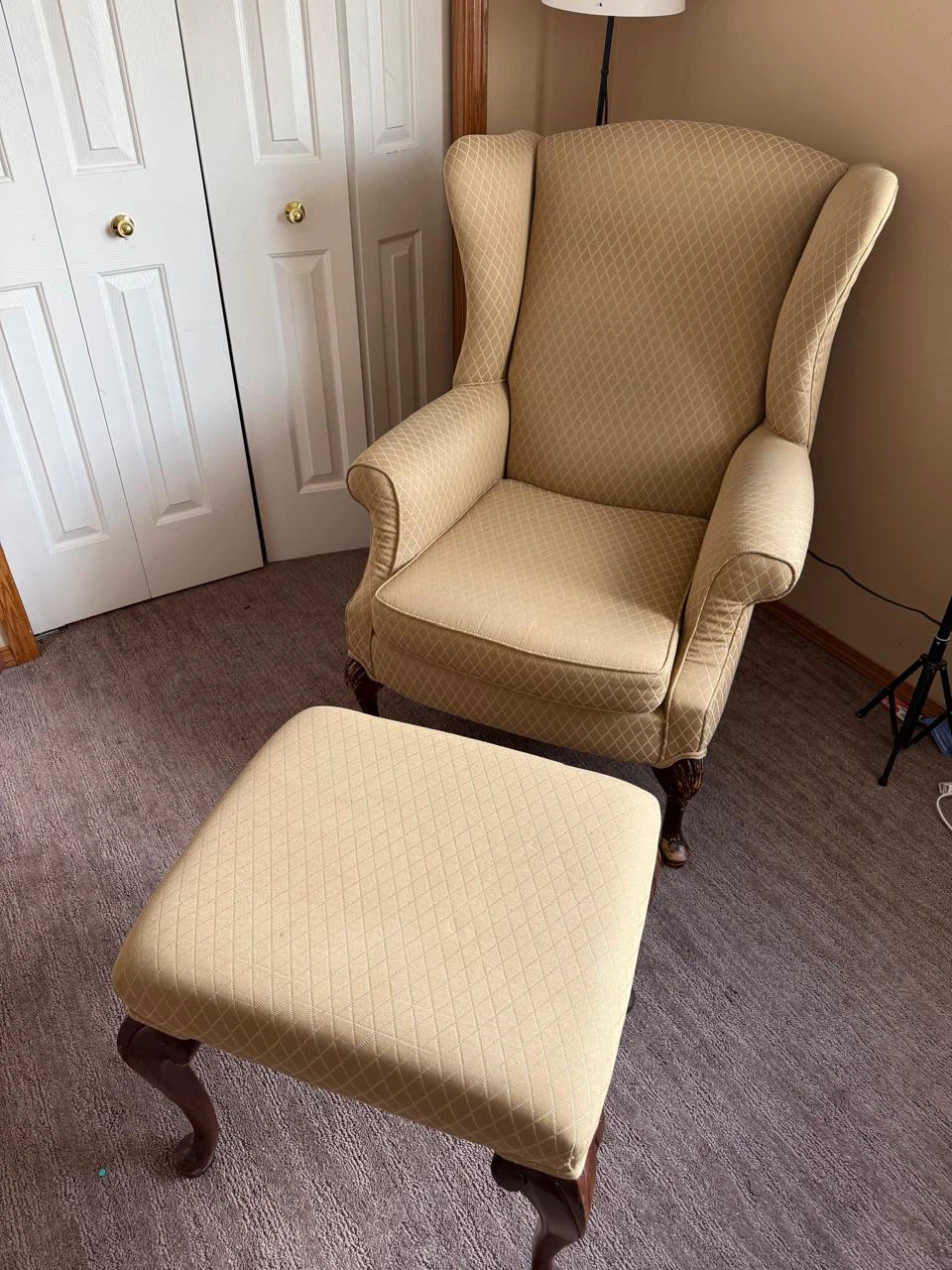 Wingback Armchair and Ottoman Set