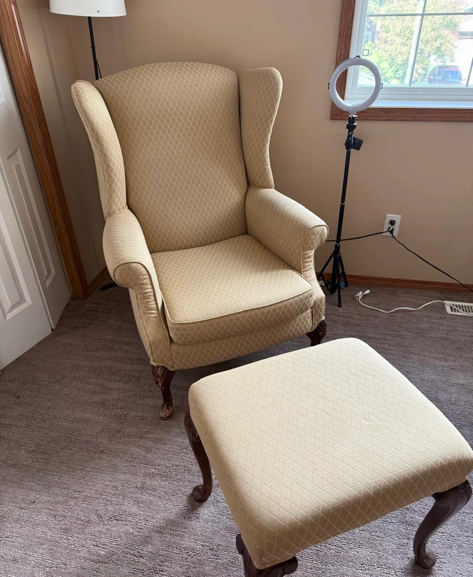 Wingback Armchair and Ottoman Set - photo 2