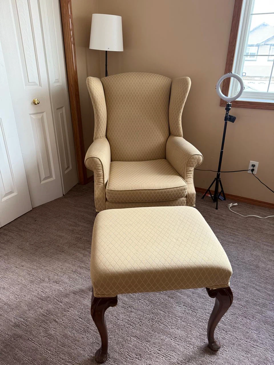 Wingback Armchair and Ottoman Set - photo 3