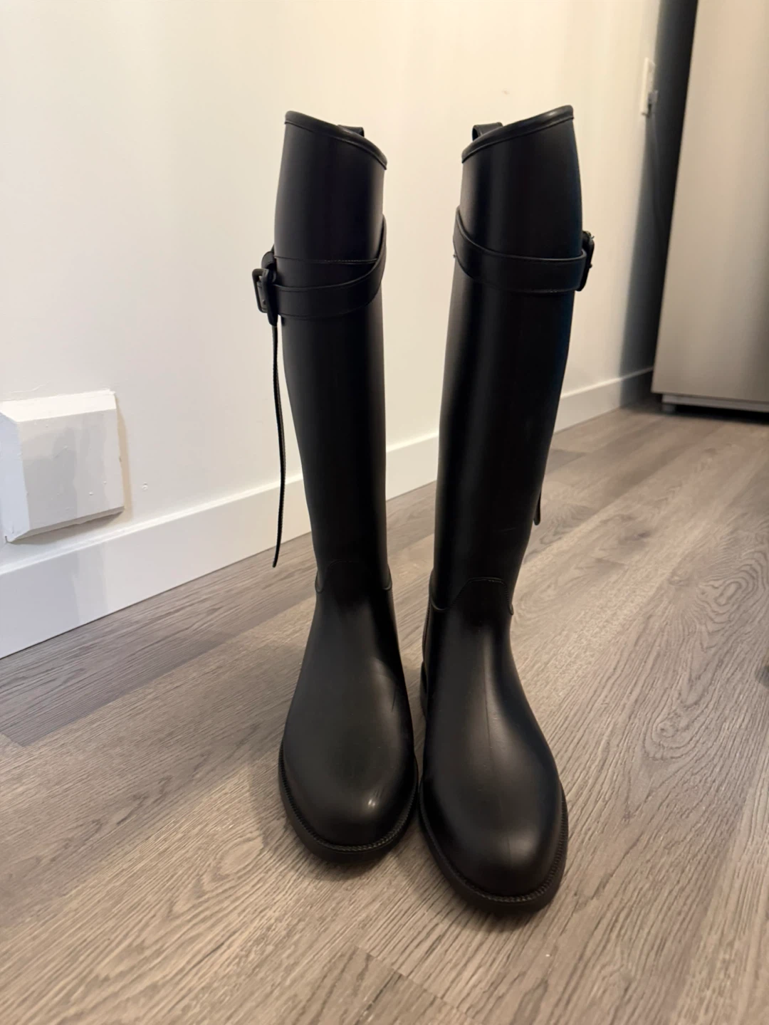 Black Tall Burberry Rain Boots