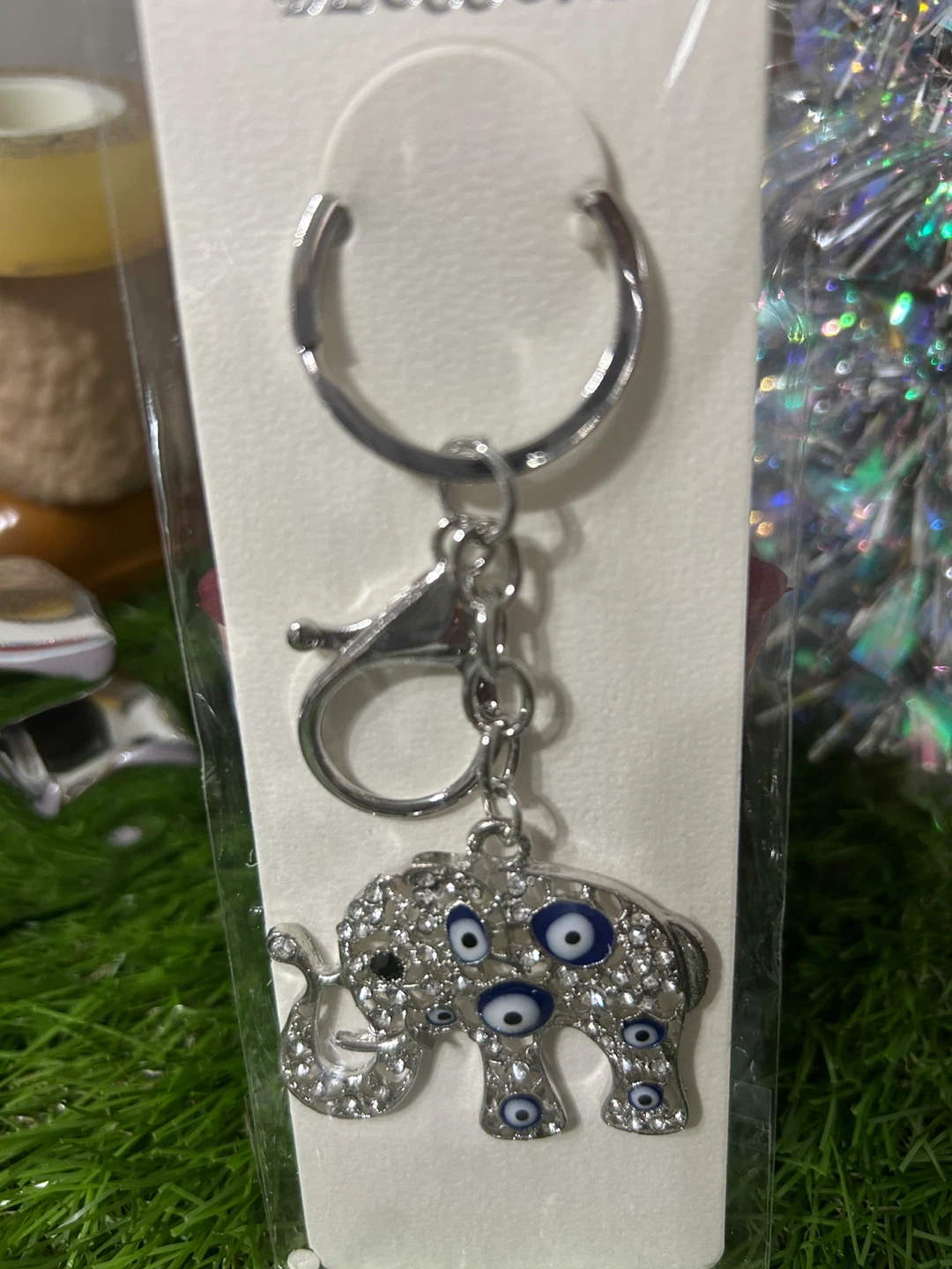Blossom Elephant Evil Eye Keychain