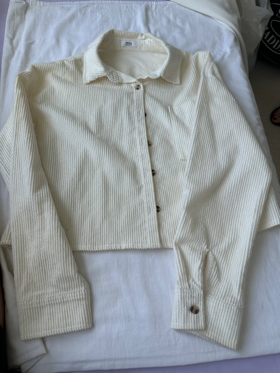 Cream Corduroy Cropped Jacket
