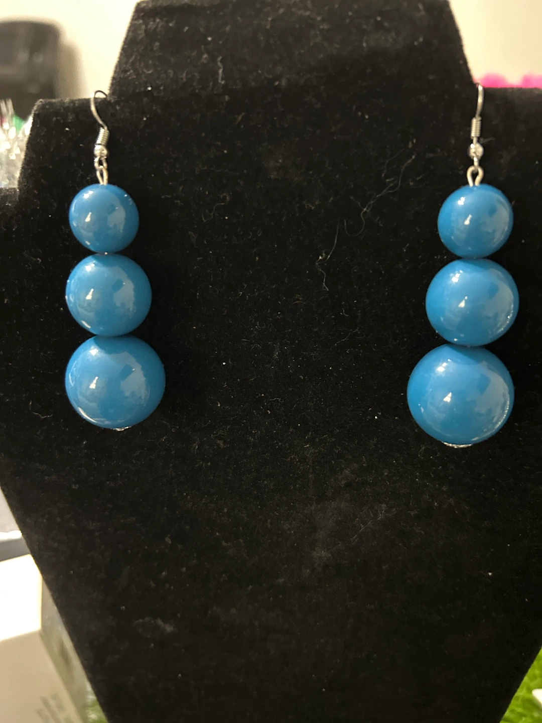 Blue Beaded Drop Earrings - photo 3