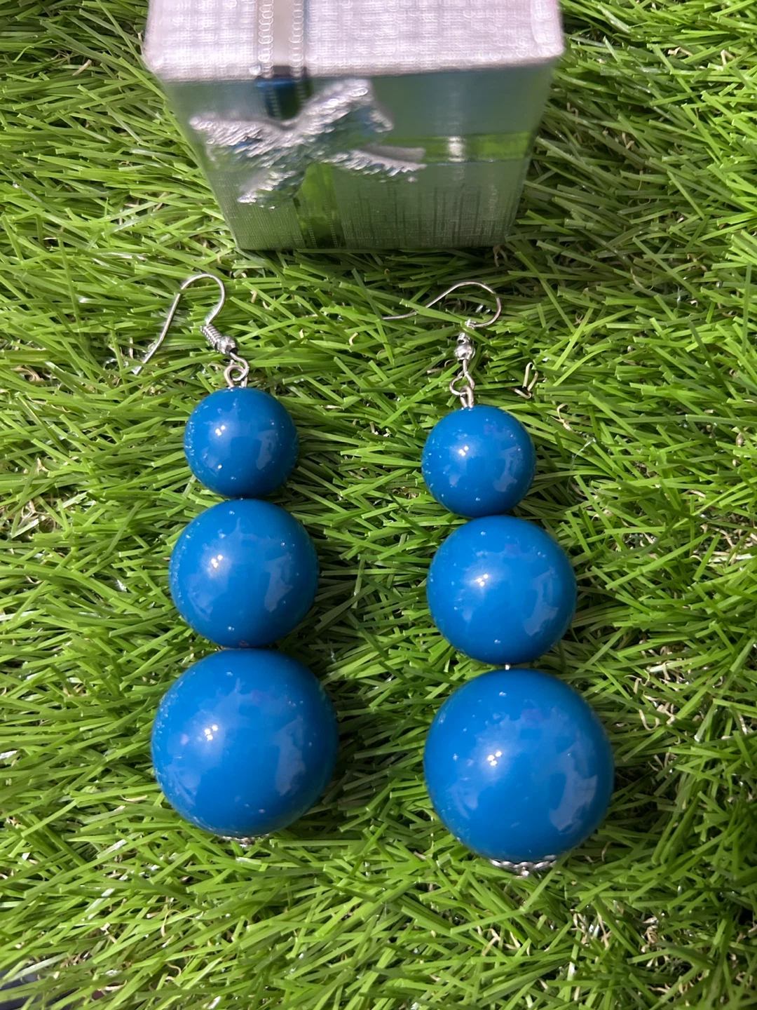 Blue Beaded Drop Earrings - photo 2
