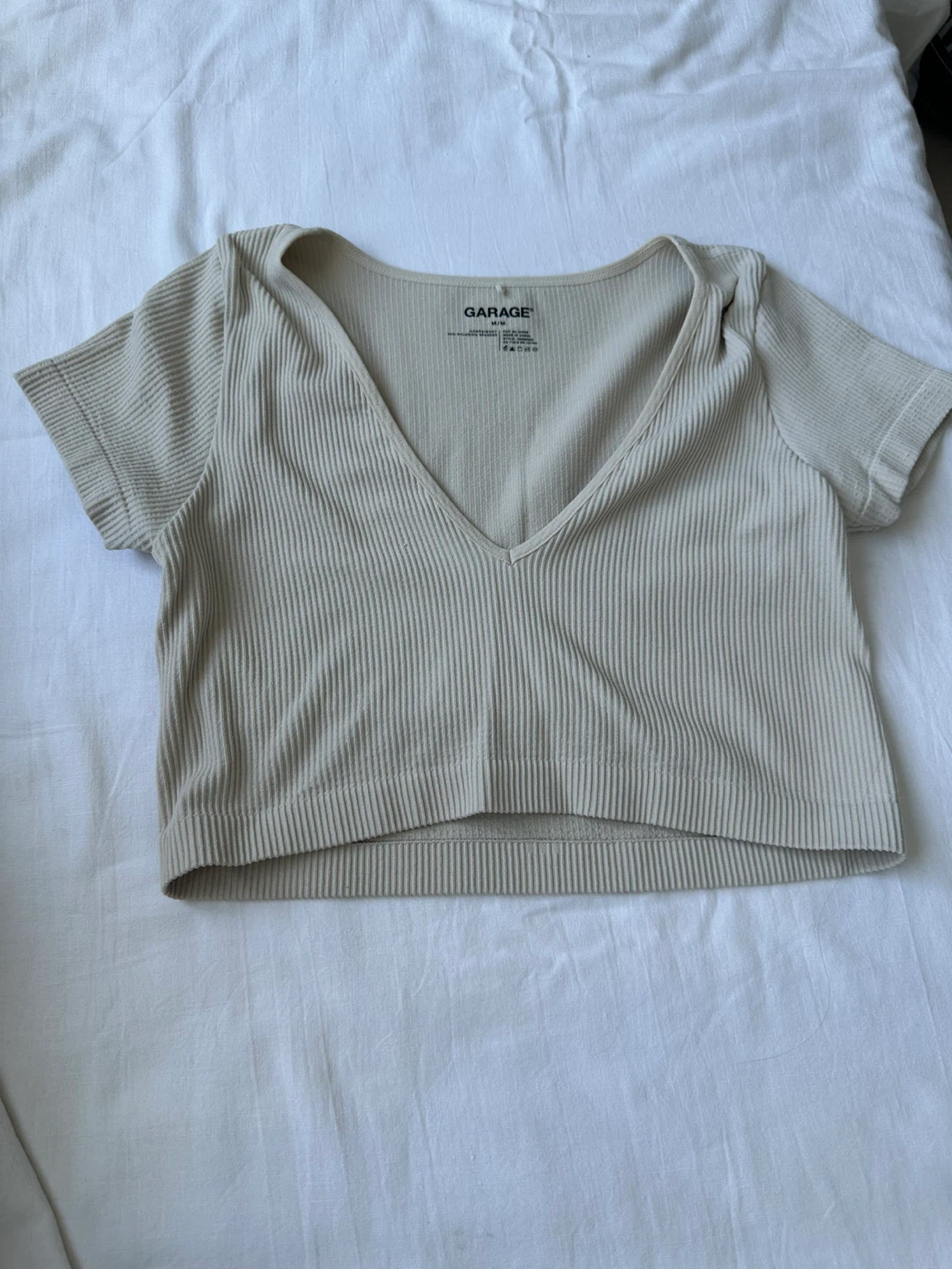 Garage Ribbed V-Neck Crop Top
