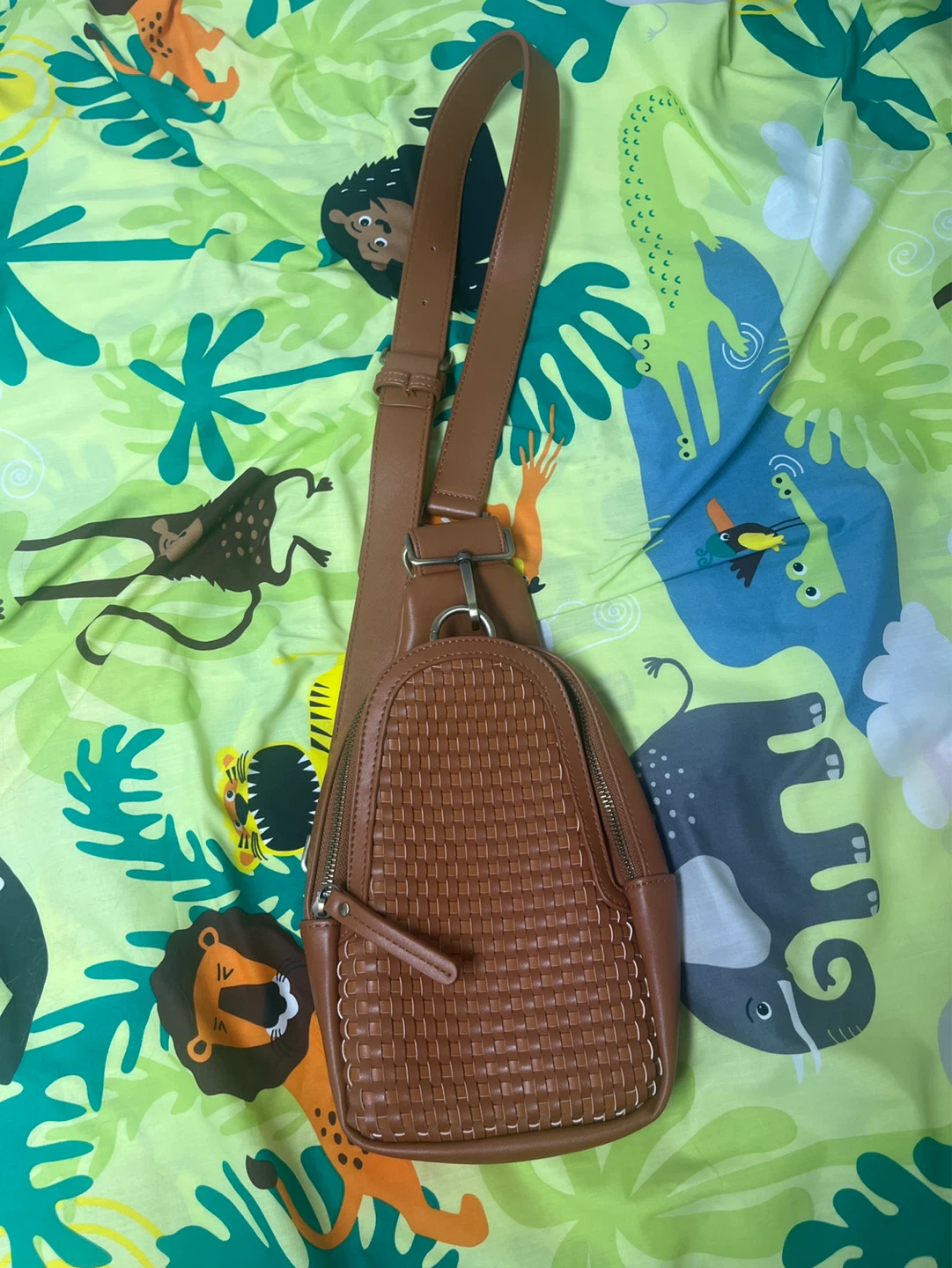Brown Woven Sling Bag