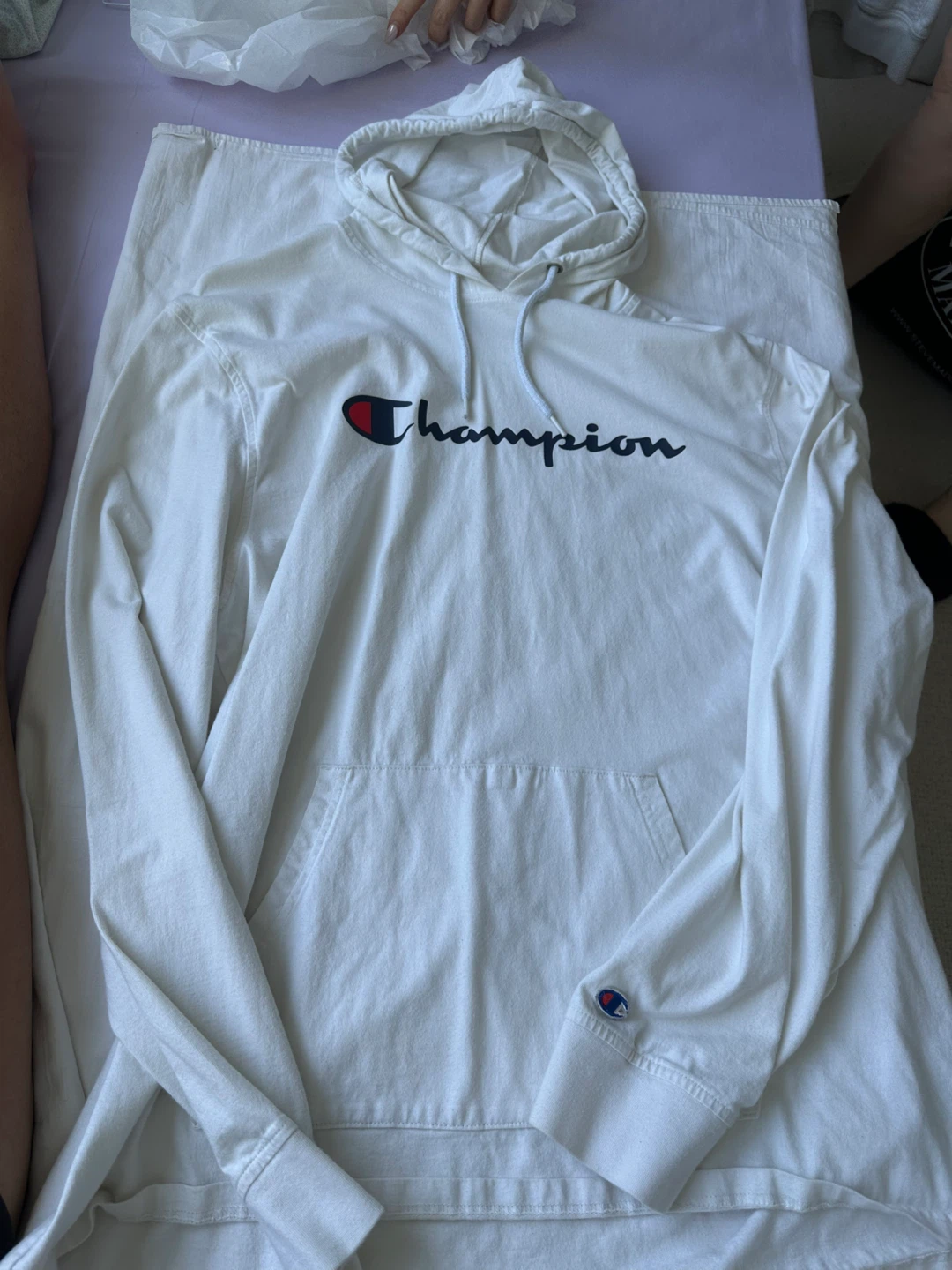 Mens White Champion Hoodie