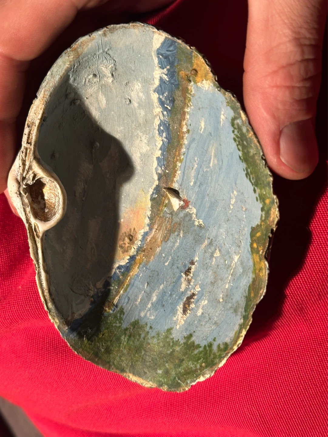 Antique seashell painting