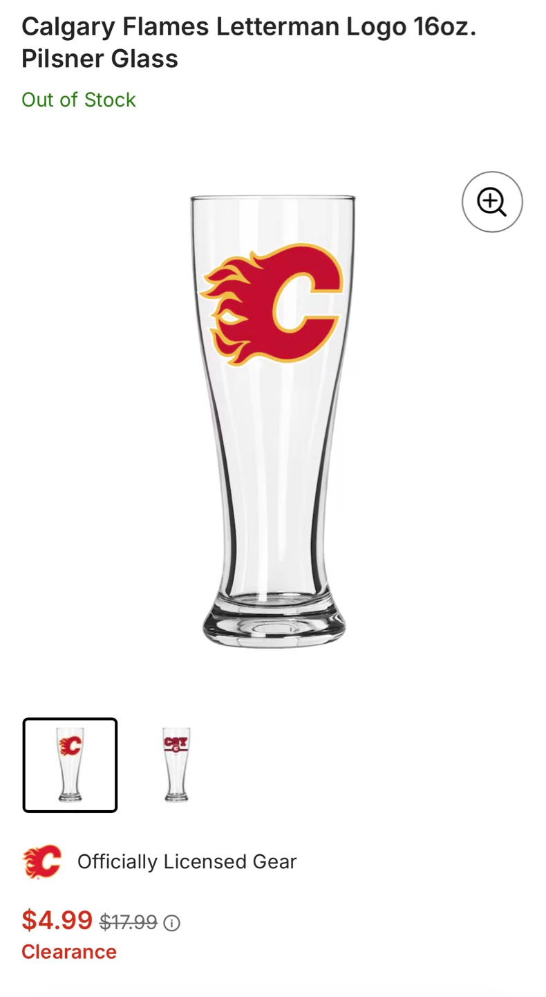 CALGARY FLAMES LOGO 16oz PILSNER GLASSES (10 glasses) - photo 5