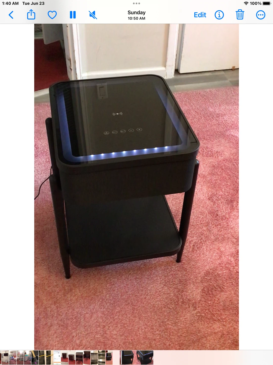 Bluetooth Nightstand End Table with Wireless Charging