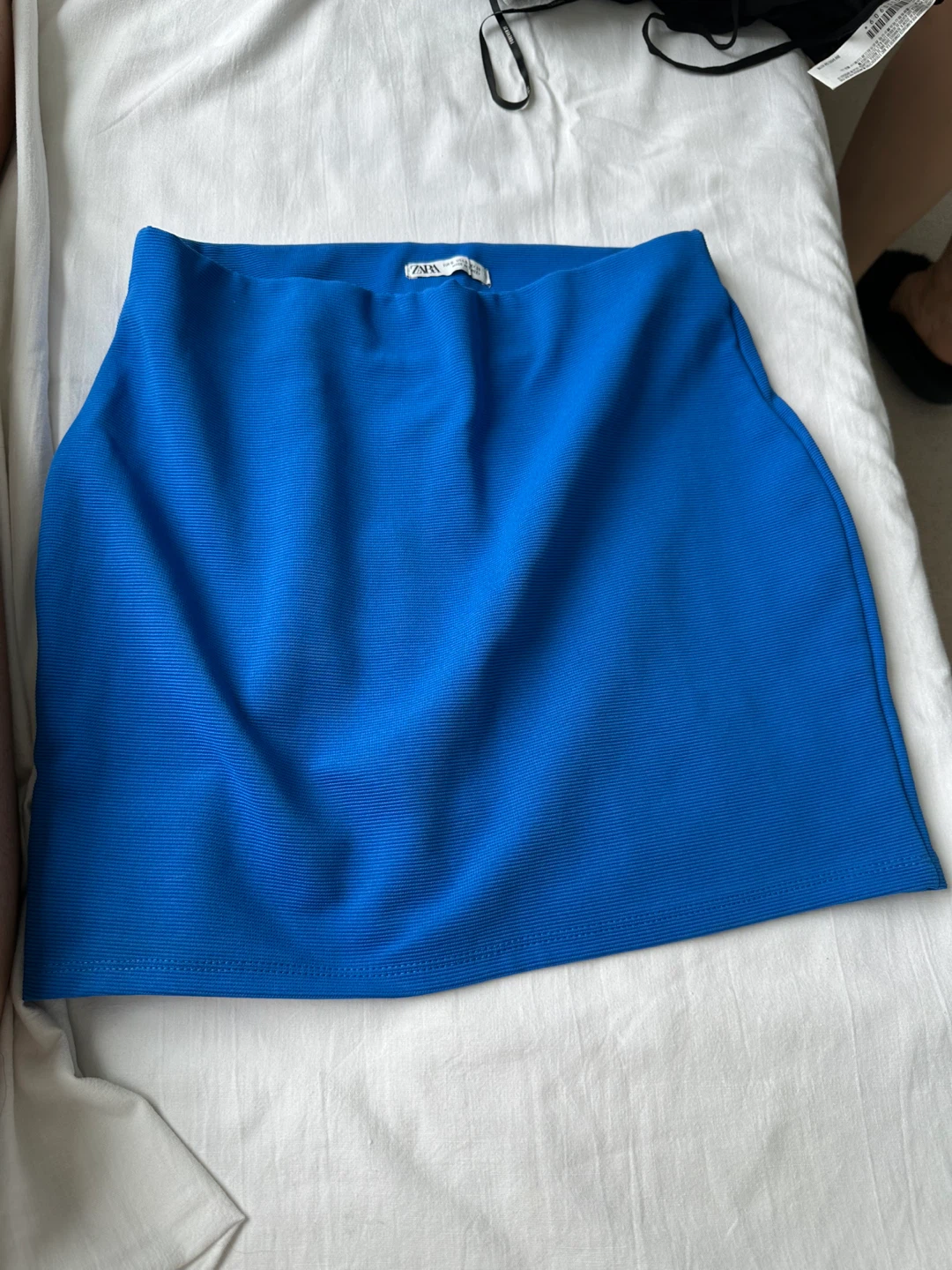 Zara Blue Ribbed Mini Skirt