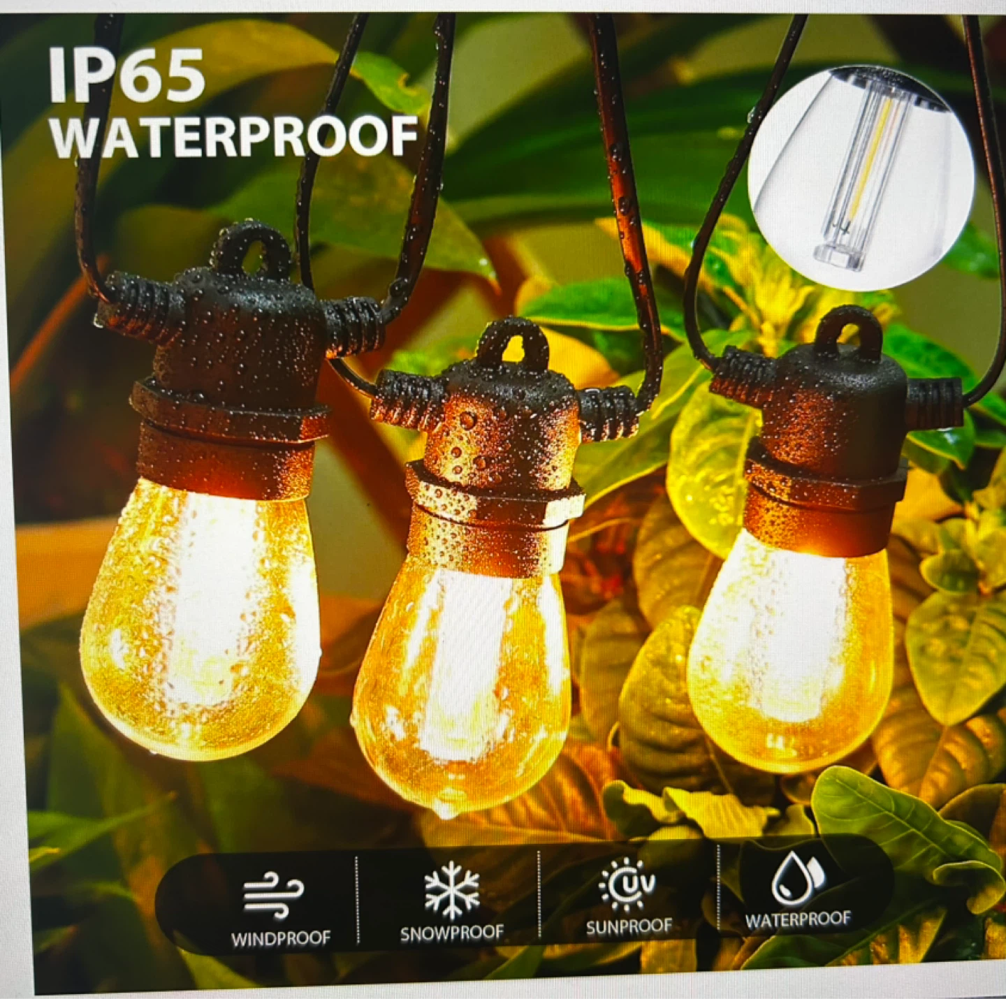 15M Waterproof String Lights with 15 Bulbs - photo 4