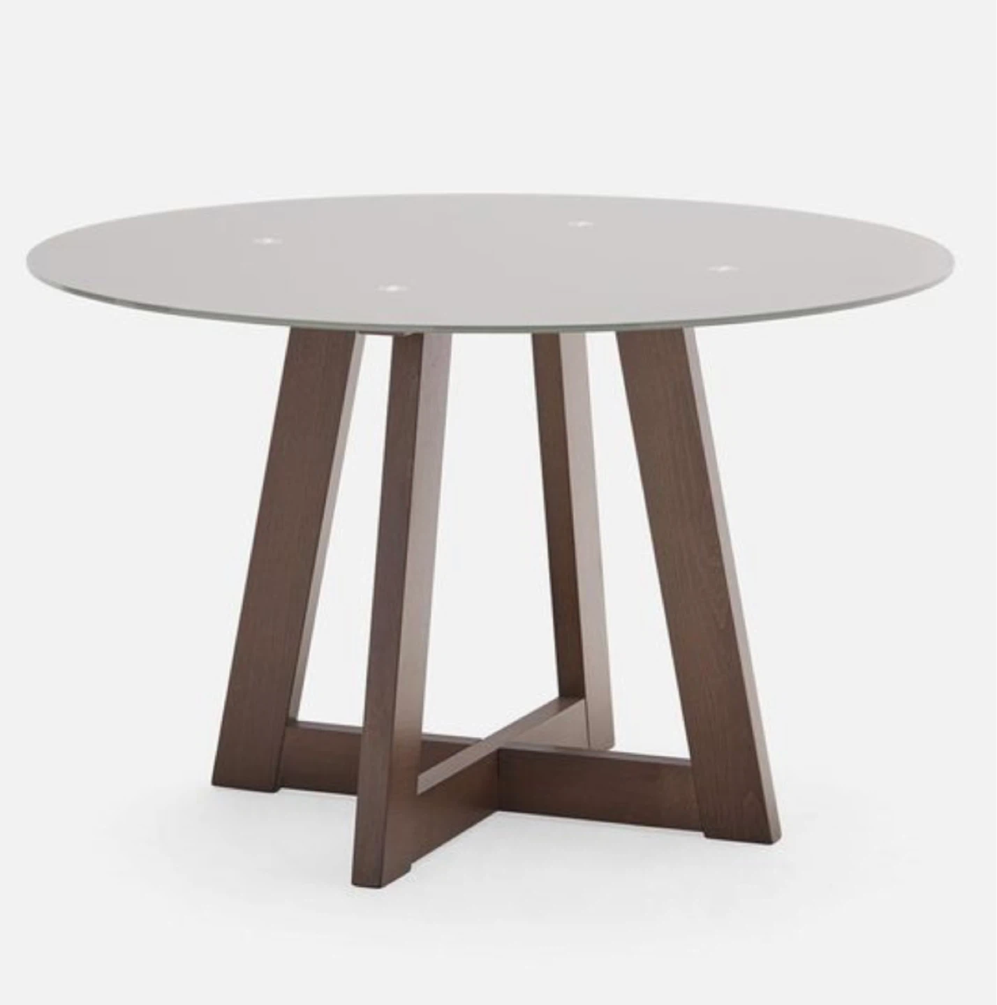 Structube Round Glass Dining Table with Wooden Base