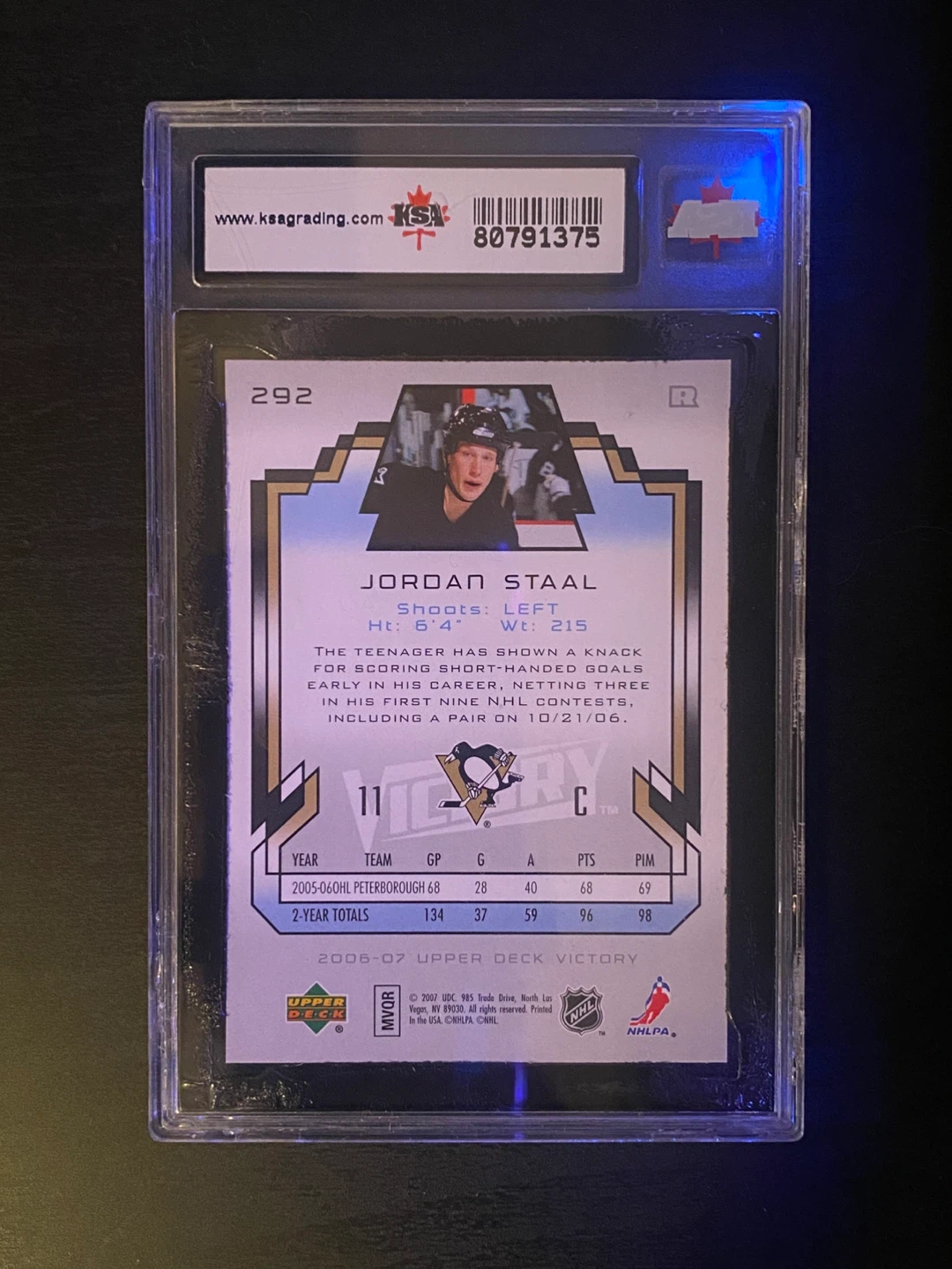 2006-07 Victory Jordan Staal Rookie Card #292 - photo 2