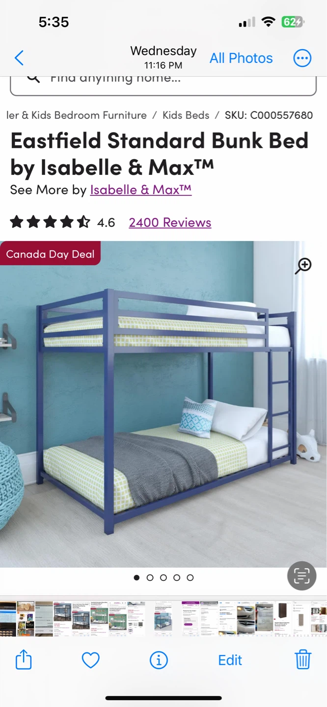Metal bunk bed