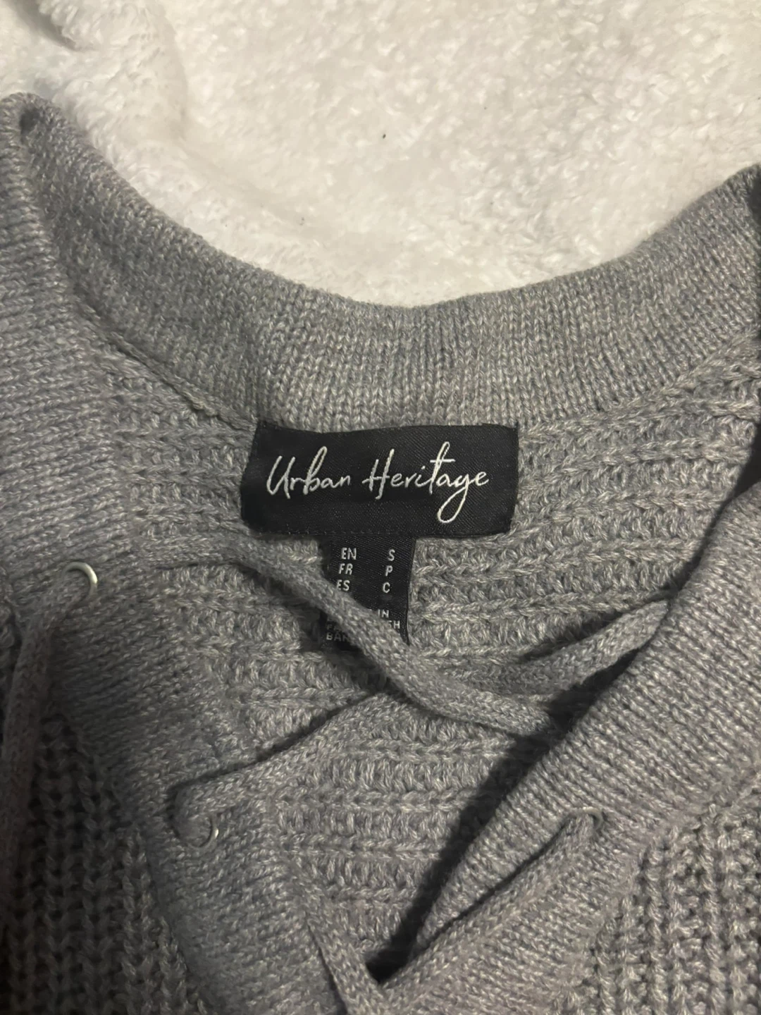 Urban Heritage Grey Lace-Up Sweater - photo 2