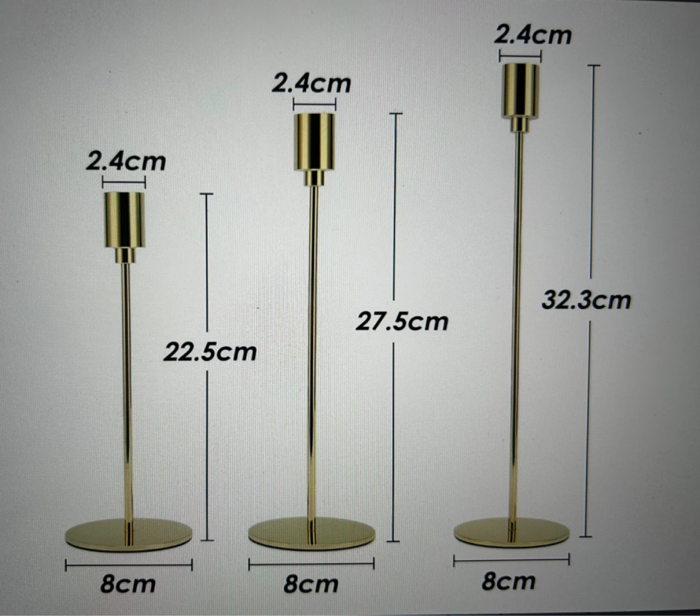 Gold Candlestick Holders Set of 3