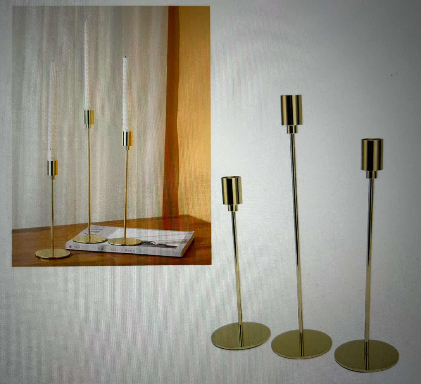 Gold Candlestick Holders Set of 3 - photo 4
