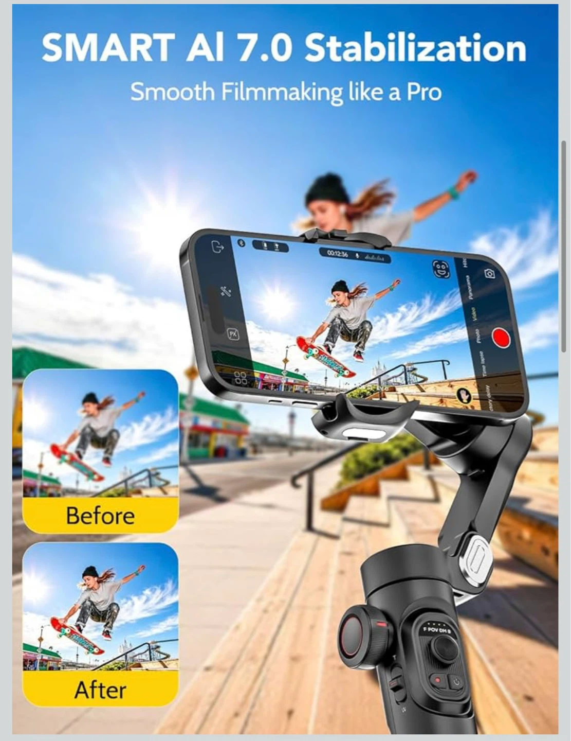 Phone Gimbal Stabilizer 3-Axis Smartphone Foldable Handheld Gimb - photo 5