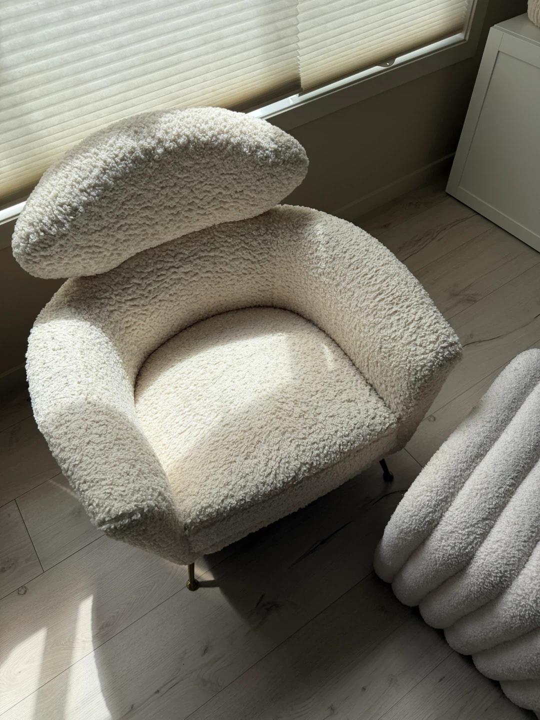 Structube SHEPARD Teddy Faux Shearling Armchair Cream