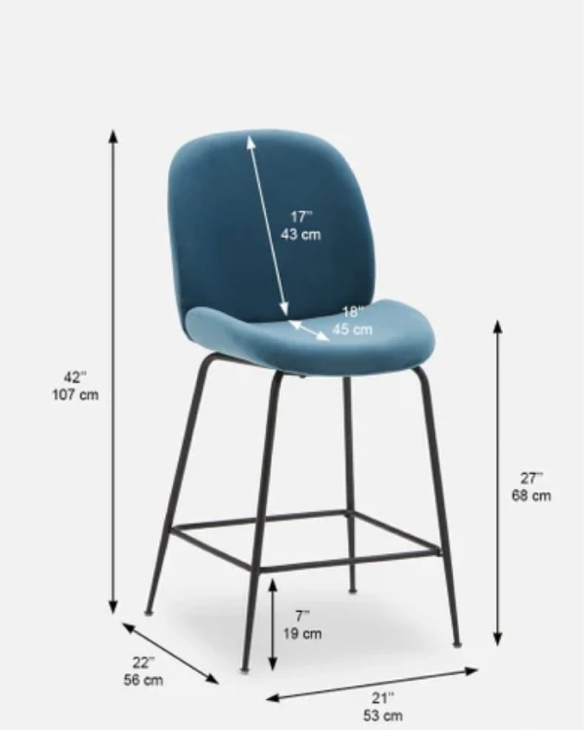Structure Velvet Counter Bar Stool “Judith” with backrest 68 cm - photo 5
