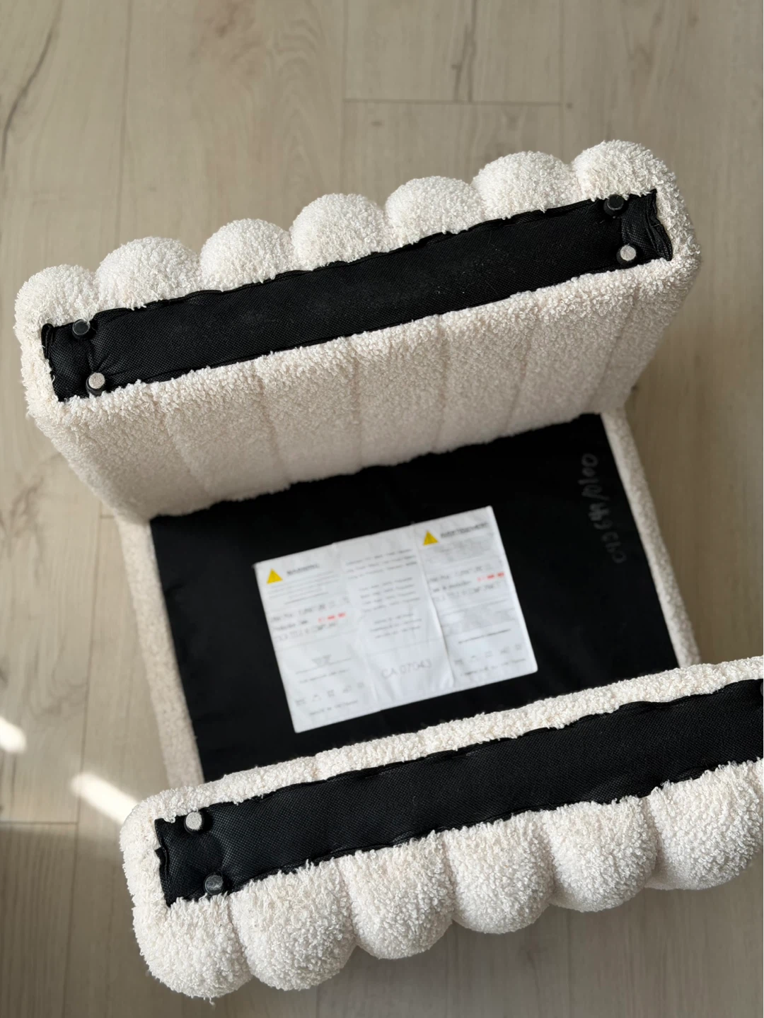 Faux Shearling Ottoman/Footstool Cream - photo 4