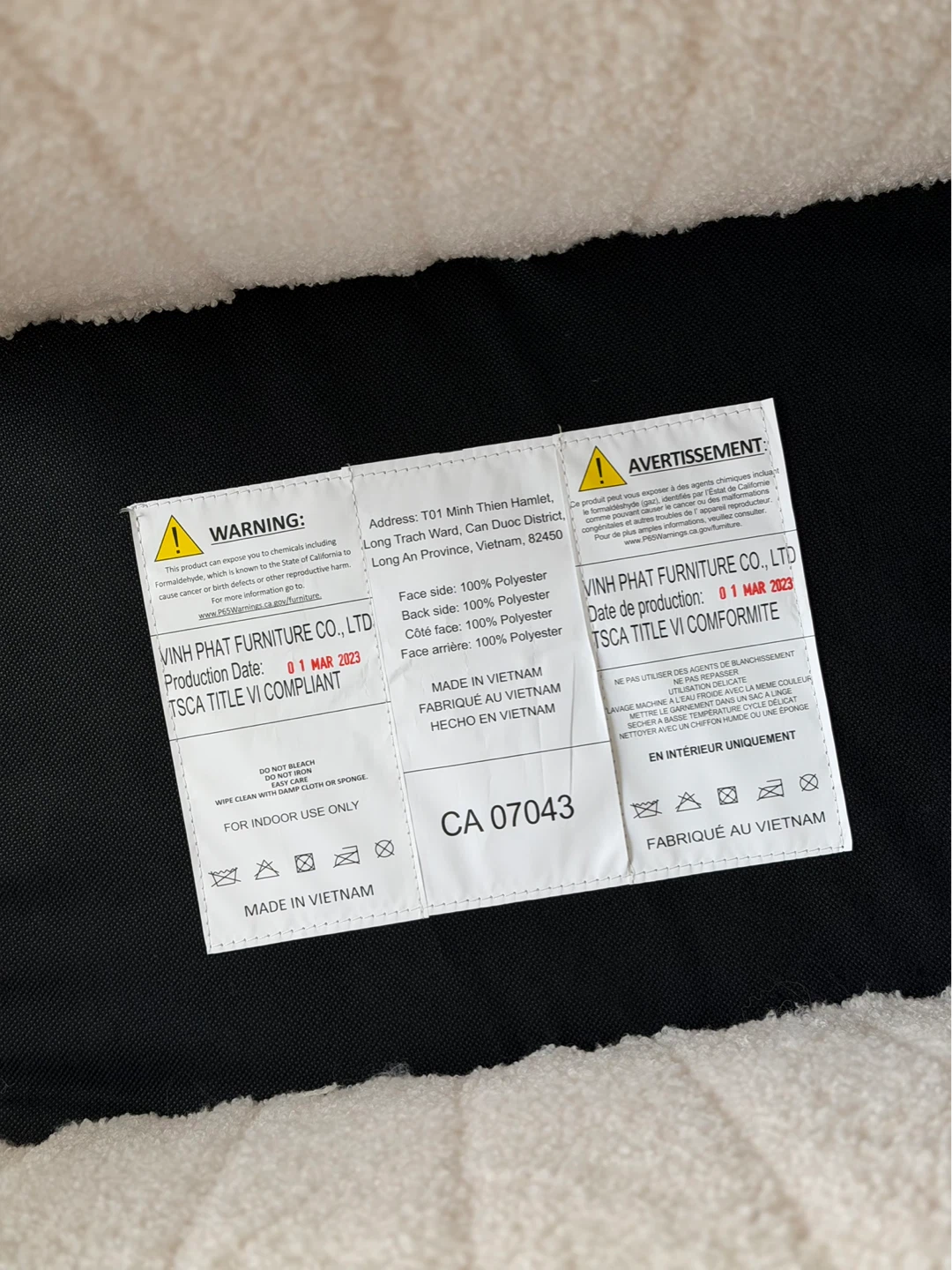 Faux Shearling Ottoman/Footstool Cream - photo 3