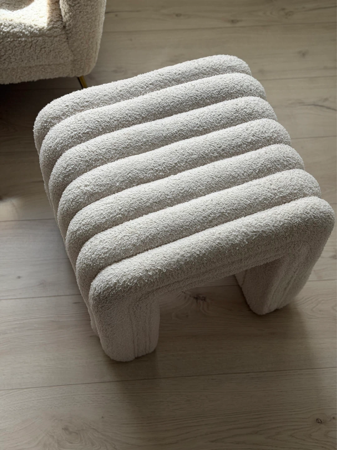 Faux Shearling Ottoman/Footstool Cream
