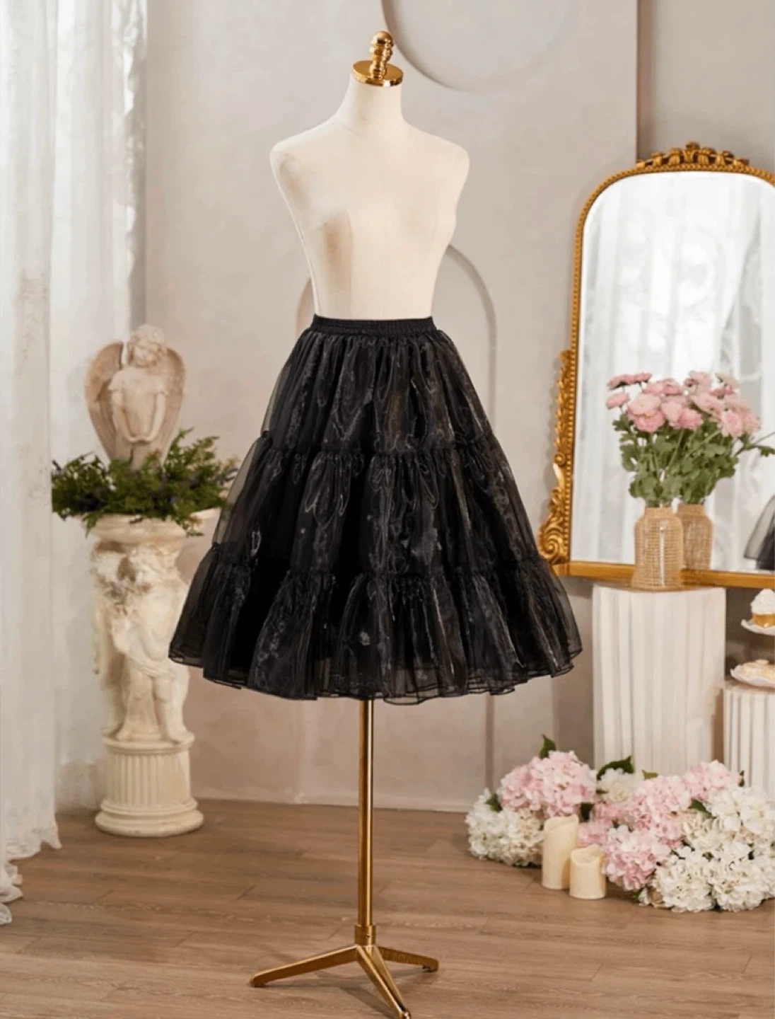 Black tiered ruffle tutu skirt
