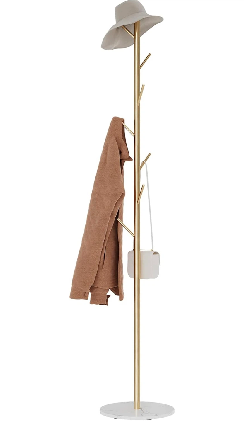 Gold Coat Rack with Marble Base