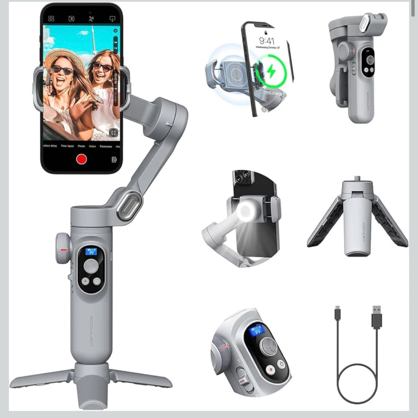 Smartphone 3Axis Gimbal Handheld Stabilizer: w/Wireless Charging