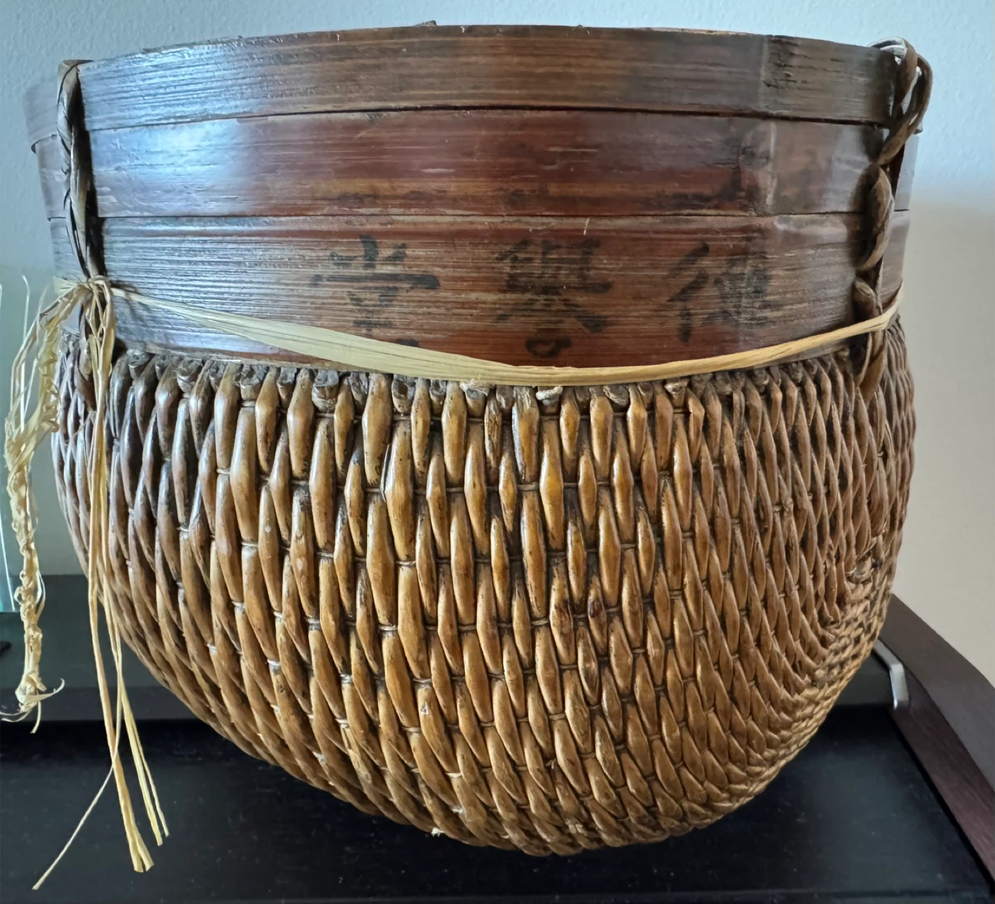 Antique Woven Chinese Grain Basket