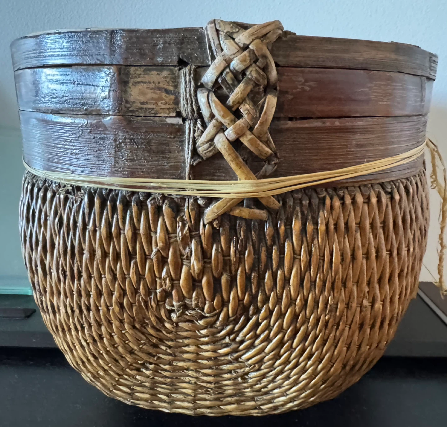 Antique Woven Chinese Grain Basket - photo 2