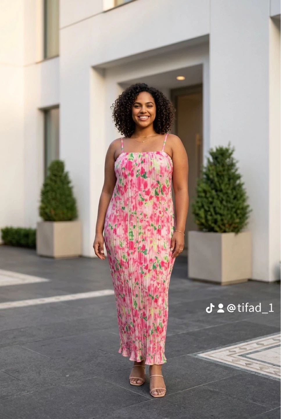 Pleated Floral Maxi Dress