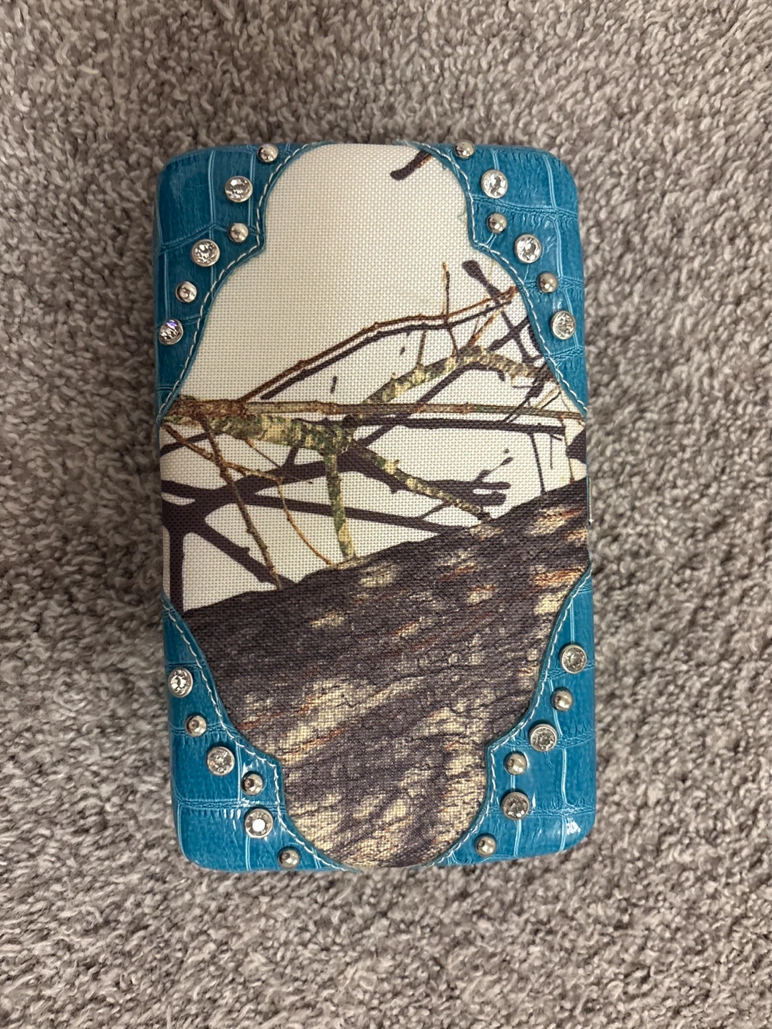 Camouflage and Rhinestone Clutch Wallet