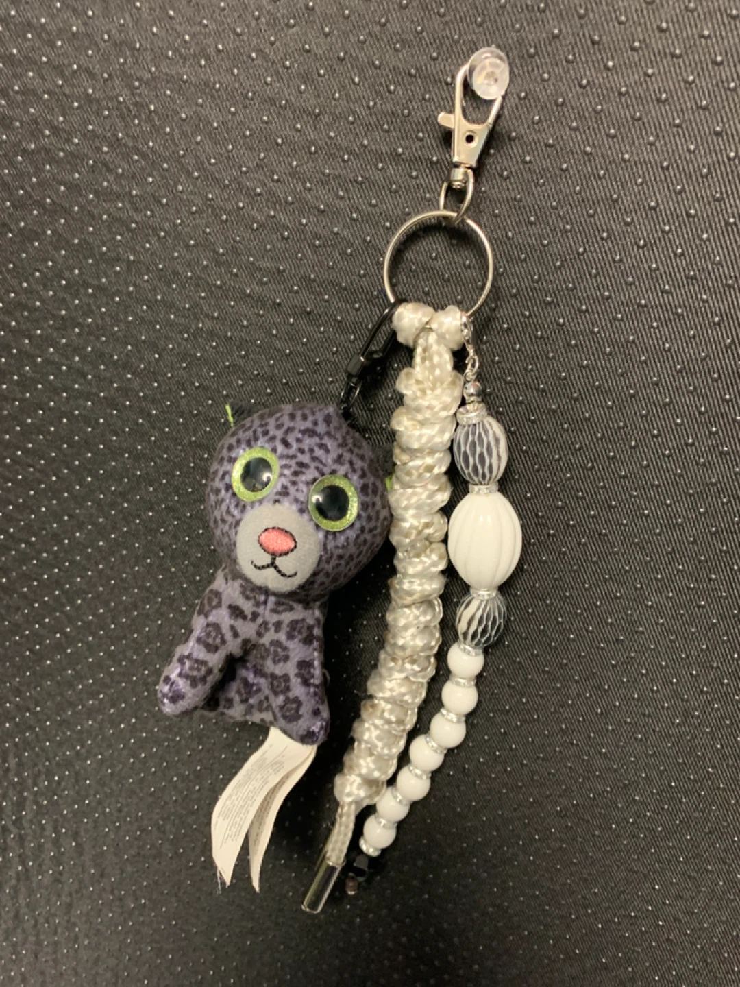 Plush Leopard Keychain with Beads