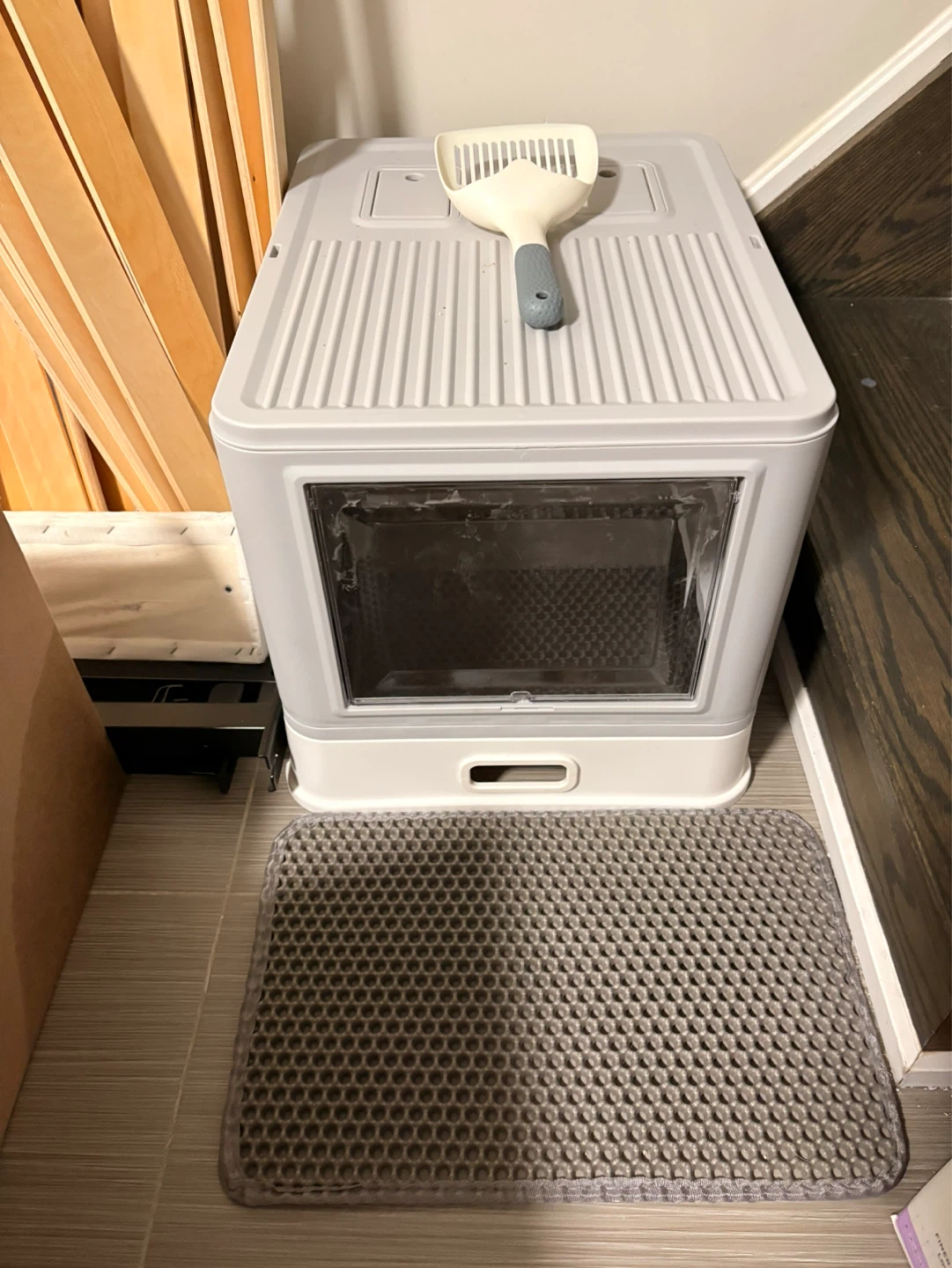 Stainless Steel Pet Litter Box with Scoop and Mat