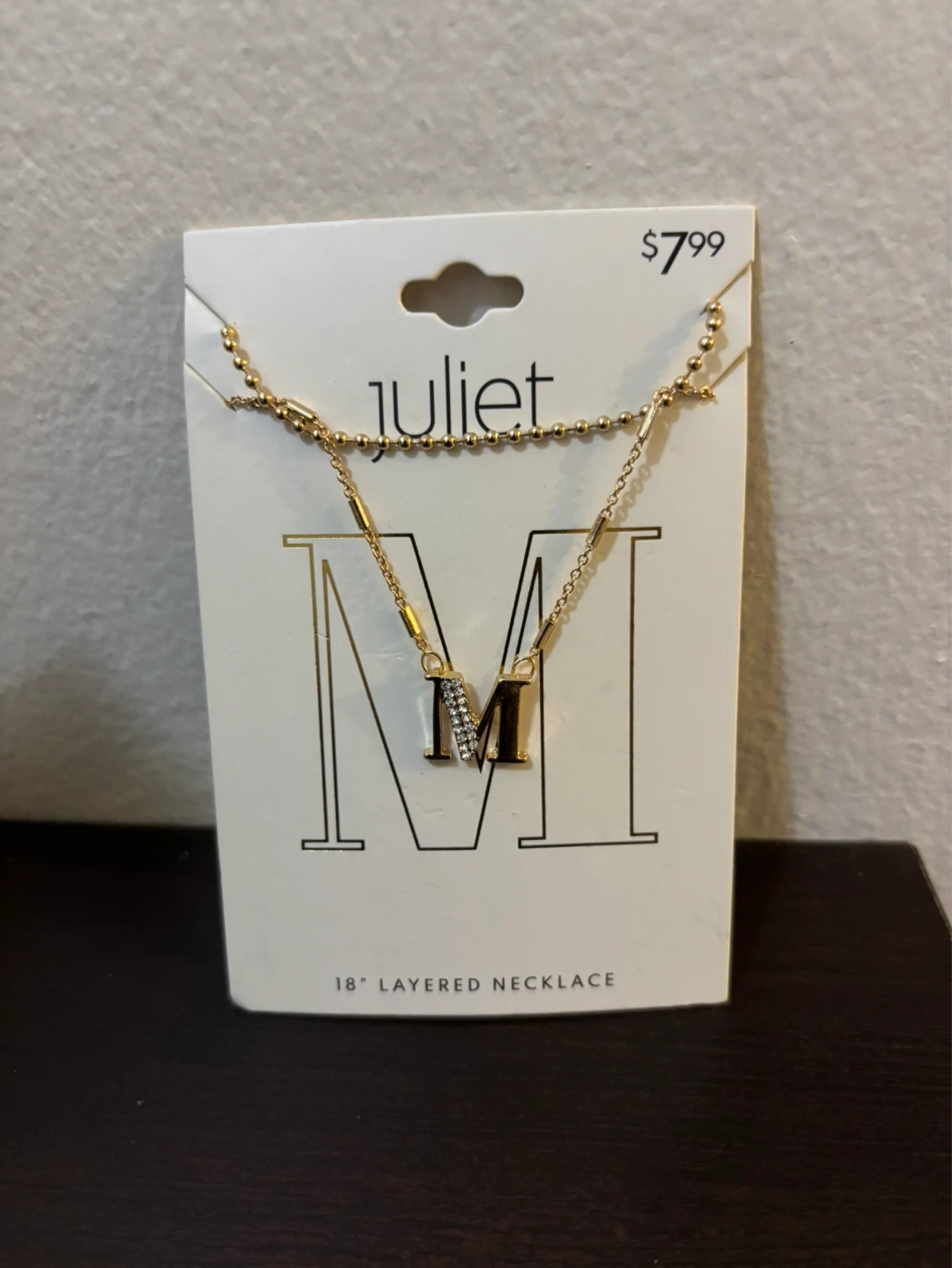 NEW-Juliet 18" Layered Necklace with "M" Pendant