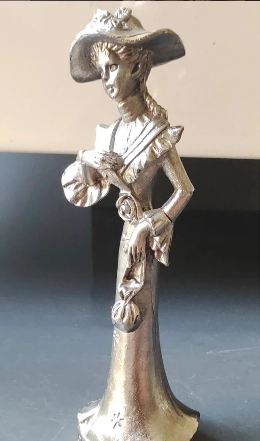 1980s Vintage Italian Pewter Lady Figurine
