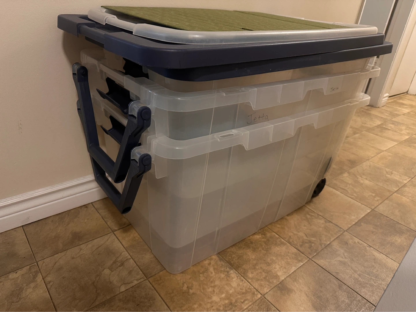 3 STERILITE Storage Bin with Wheels