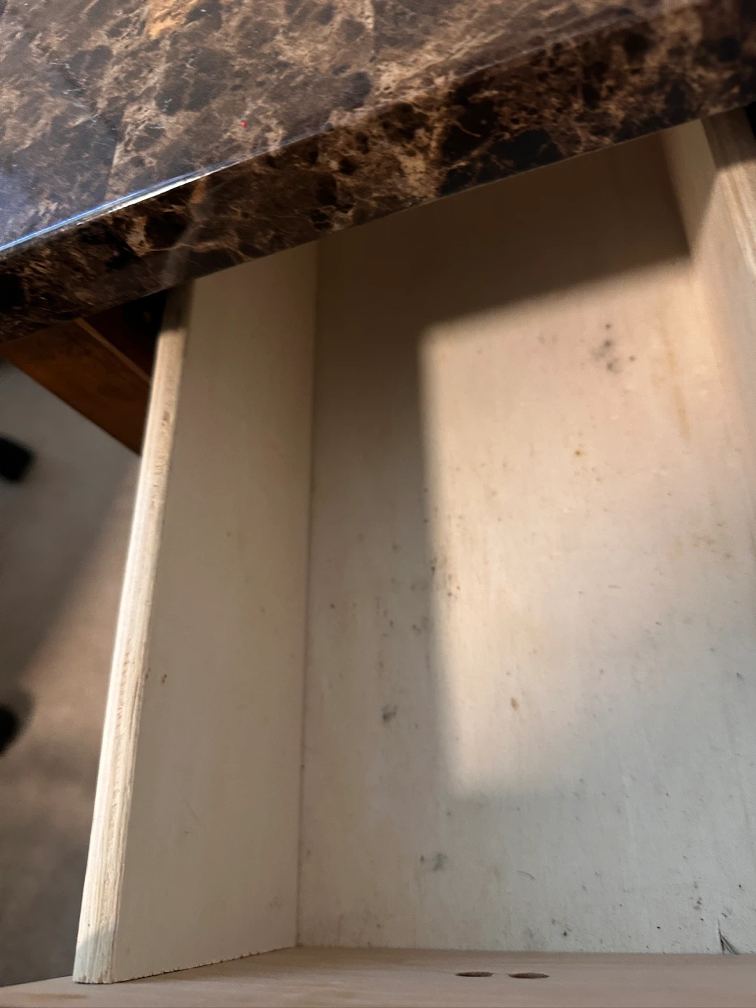 Dark Wood Side Table with Faux Marble Top - photo 4