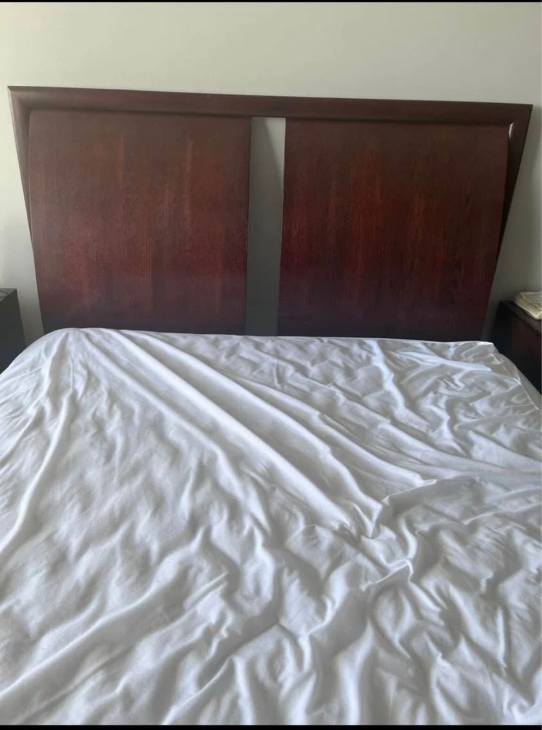 Queen Dark Wood Headboard with Storage Bed Frame - photo 2