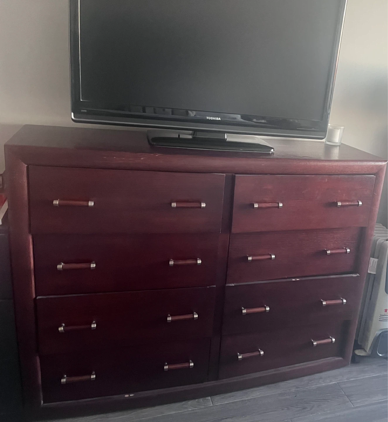 Queen Dark Wood Headboard with Storage Bed Frame - photo 3