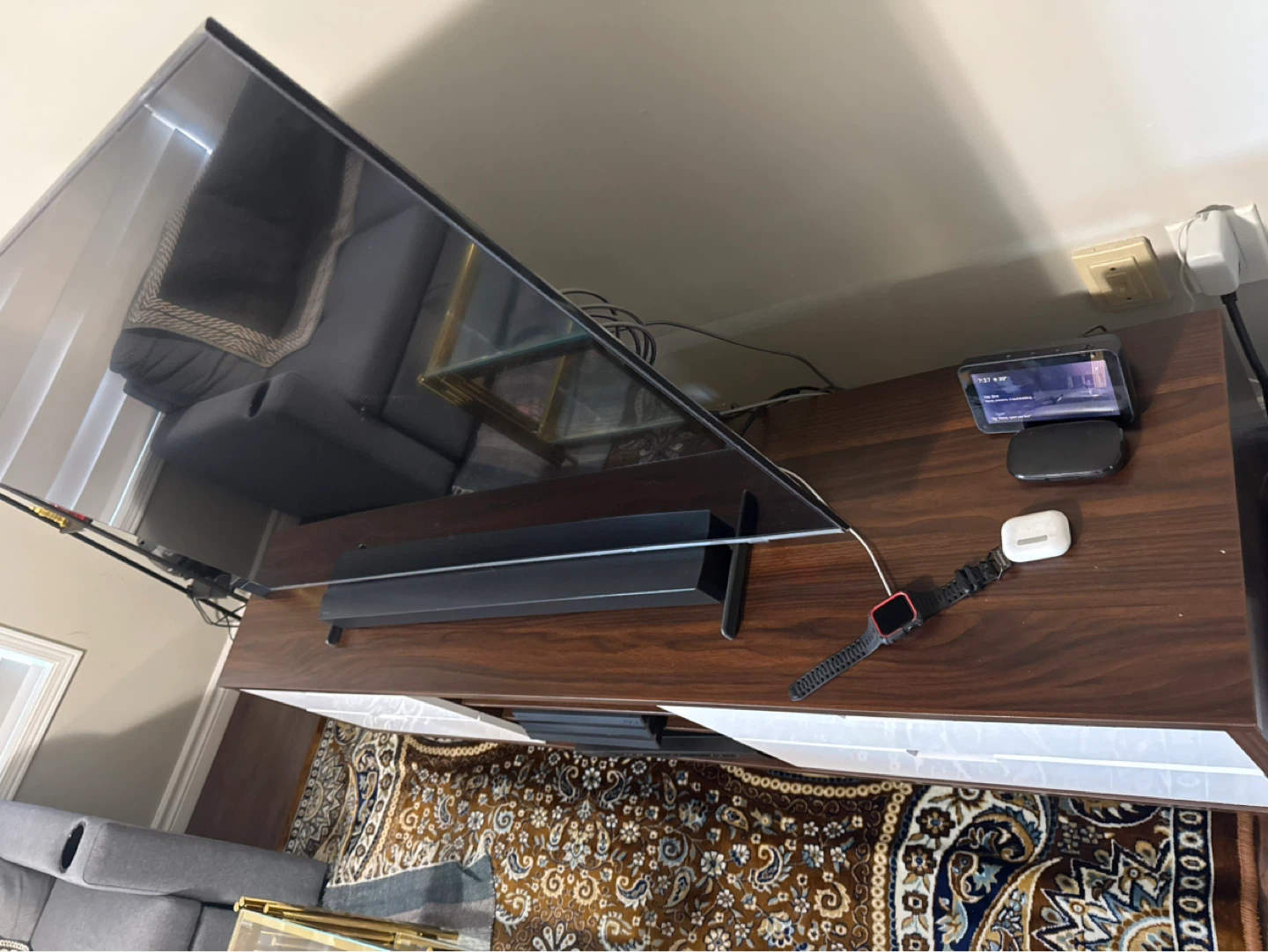 Lovran 71" Modern TV Stand - Dark Walnut and White - photo 2