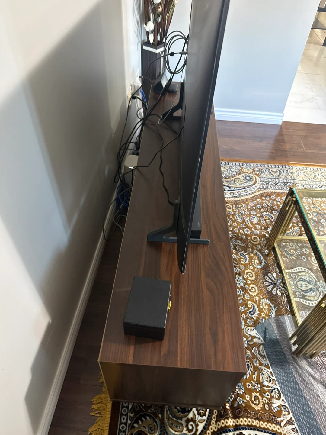 Lovran 71" Modern TV Stand - Dark Walnut and White - photo 3