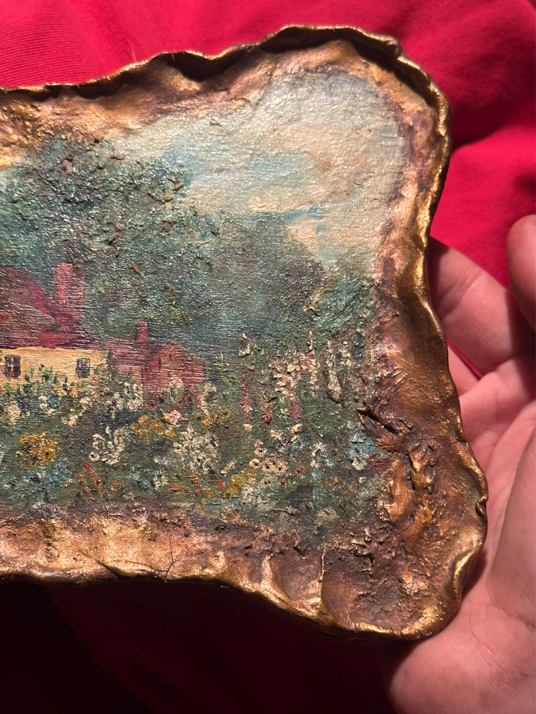 Dated 1930 Canadian Folk Art Textured Cottage Painting - photo 4
