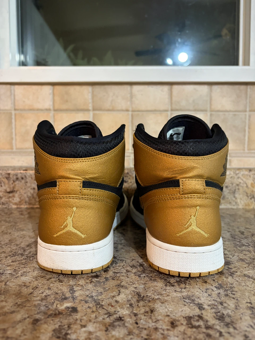 Air Jordan 1 Mid Black Gold Sneakers - photo 2