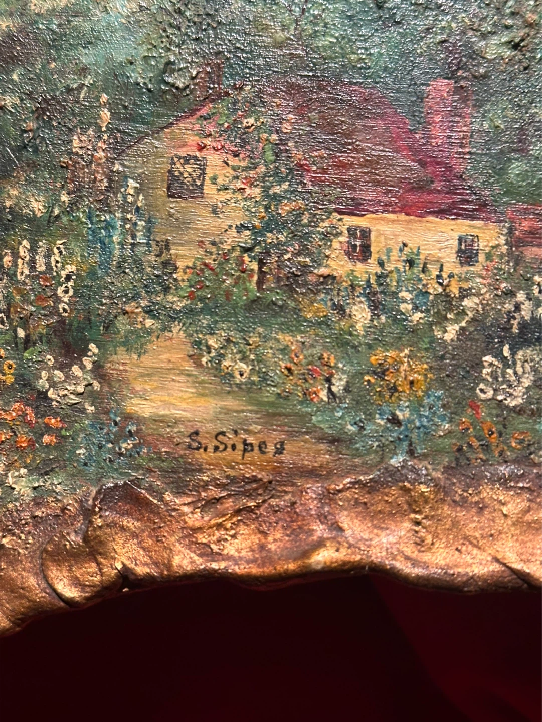 Dated 1930 Canadian Folk Art Textured Cottage Painting - photo 5